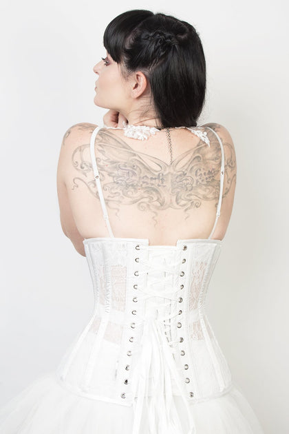 Mesh with Plaid Print Steel Boned Corset (ELC-301)  Lace tights, Overbust  corset, Steel boned corsets