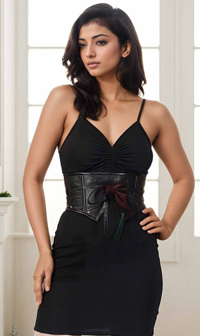 Idelle corset belt in metallic gold satin with double boning.