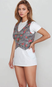 Bertha Floral Print Waist Coat