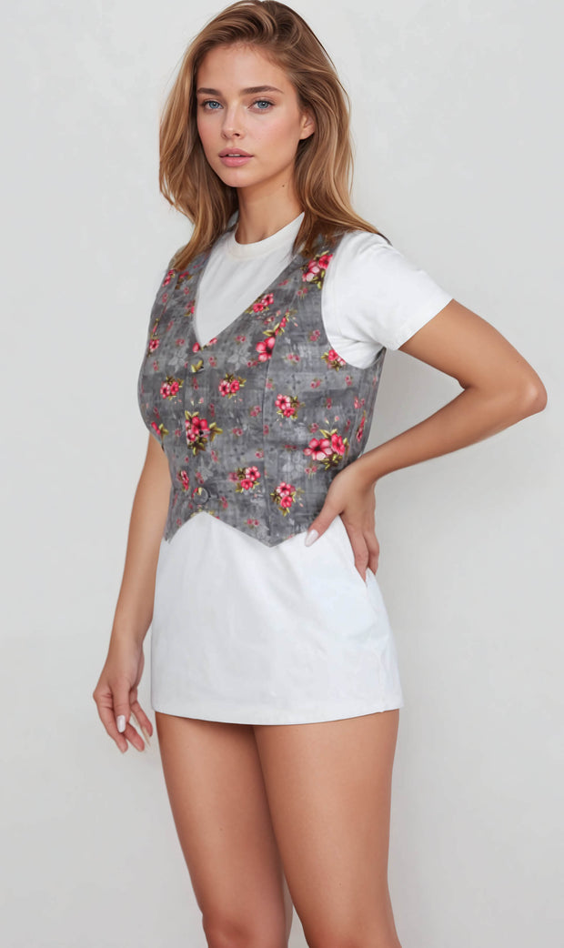 Bertha Floral Print Waist Coat