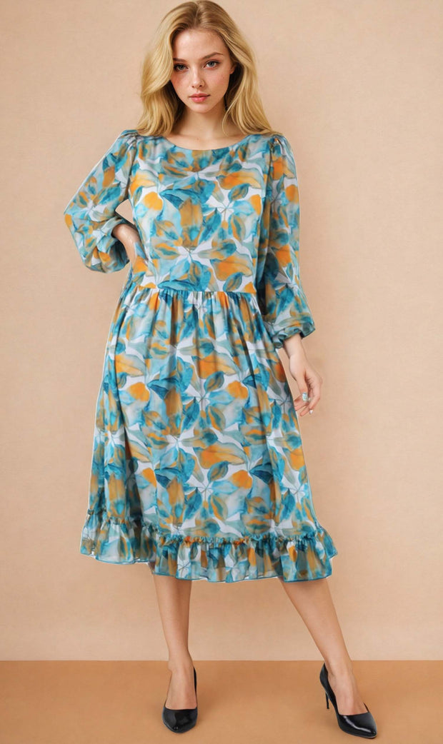 Erin Floral Printed Flare Dress