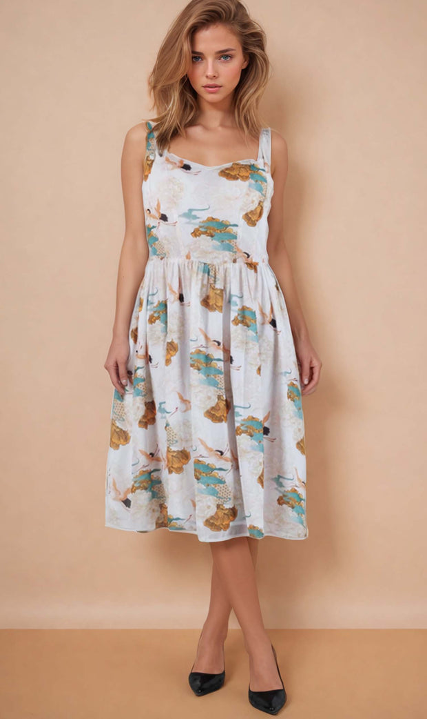 Arris Tea Dress with Sweetheart Neck