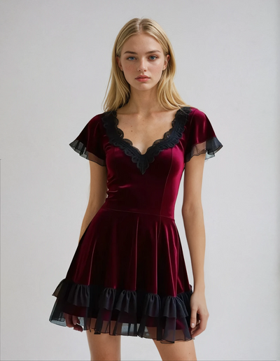 Horims Mini Maroon Dress