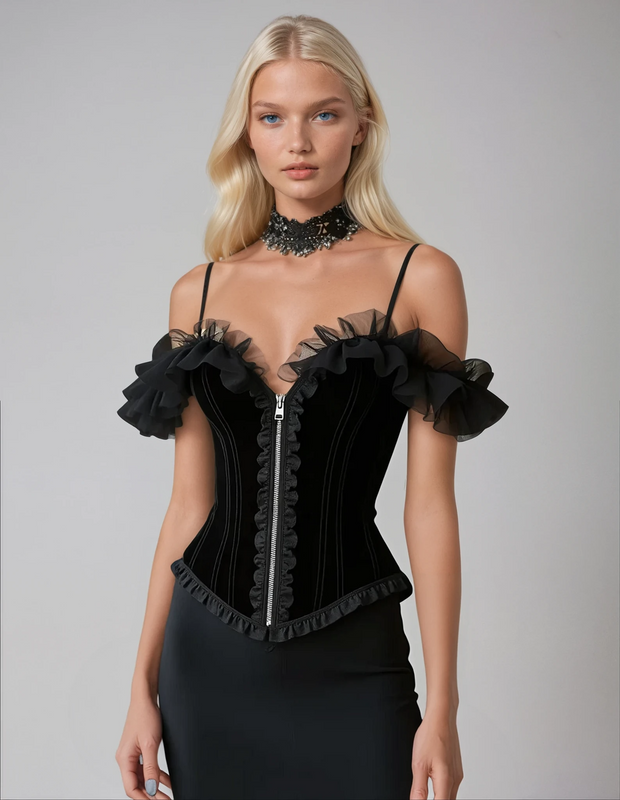 Gilgal Cold Shoulder Velvet Corset