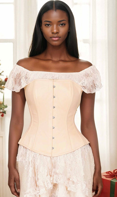 Authentic vintage cotton overbust or underbust corset, black or white.  Steel boned custom made cotton corset