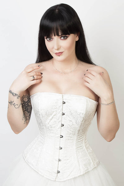 Perfect White Brocade Over Bust Waist Slimming Bridal Corset with 14 Steel  Bones - MagicFit