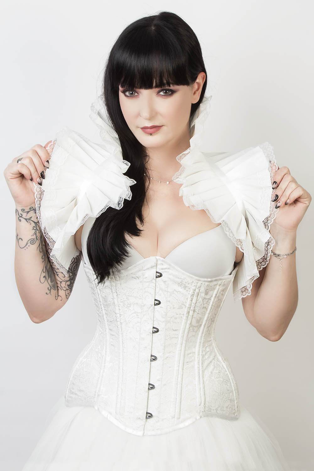 White Lace Up Brocade Corset