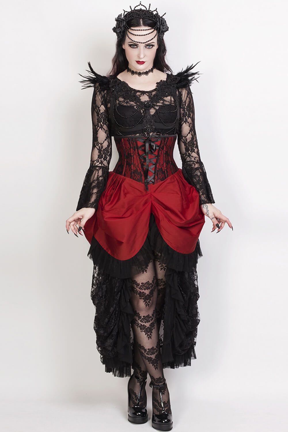 Renaissance Dress in Burgundy  Maroon Gothic Vampire Corset Gown - Dare  Fashion
